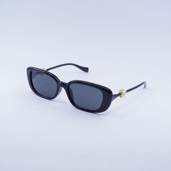 Versace Accessories - Versace VE4504D GB1/87 Sunglasses Shiny Black Rectangle Frame, Grey Lenses